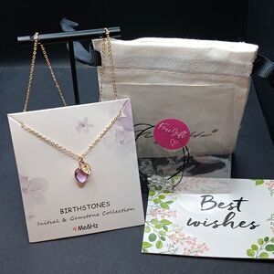Me&Hz Initial Z & Birthstone Necklace. Comes With Card, Pouch, Gift